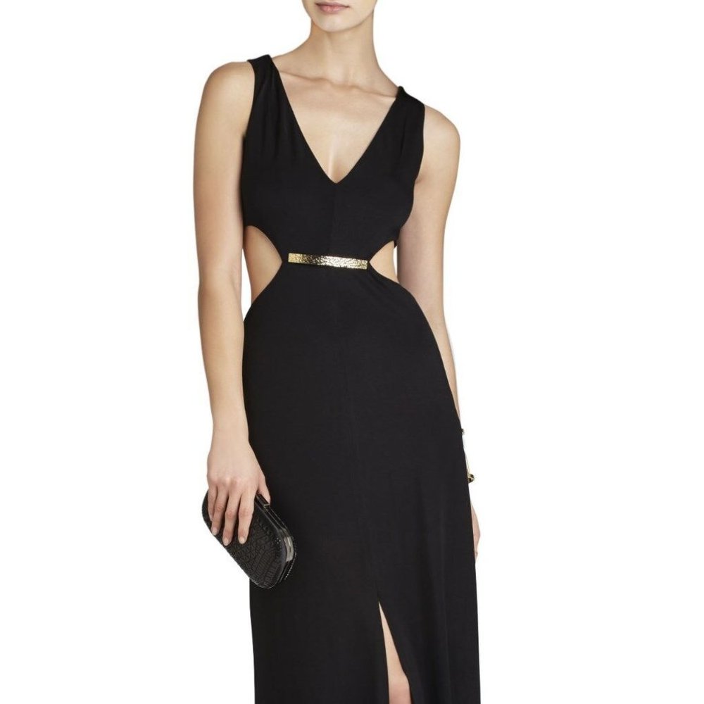 BCBG Maxazria Valentia V-Neck Cutout-Waist Long Ball Gown - Size 6